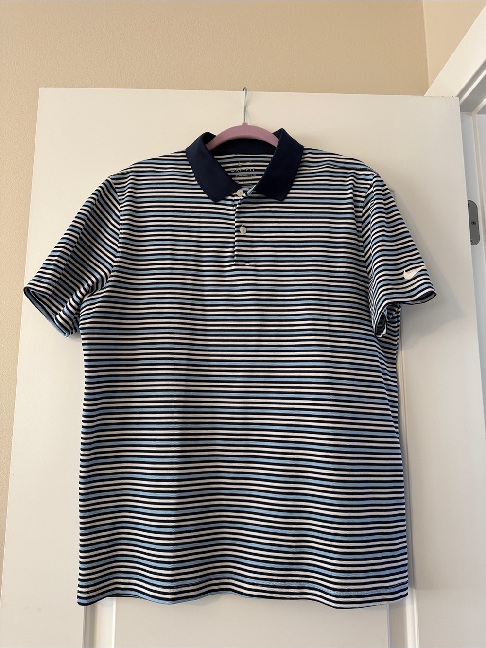 Nike Men’s Navy & White Horizontal Stripe Polo